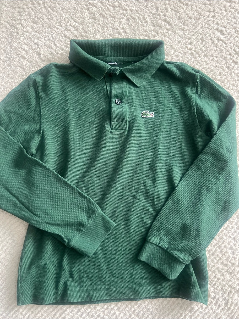 Lacoste Boys' Forest Green Long-Sleeve Polo Sz 10